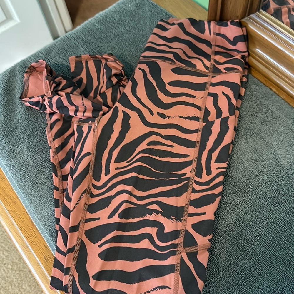 Fabletics Animal Print Leggings in Black and Orange